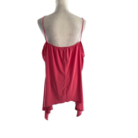 Vintage Embroidered Asymmetric Hem Camisole Pink Top Lace Trim Y2k Fairy Sz 3x - Picture 9 of 9